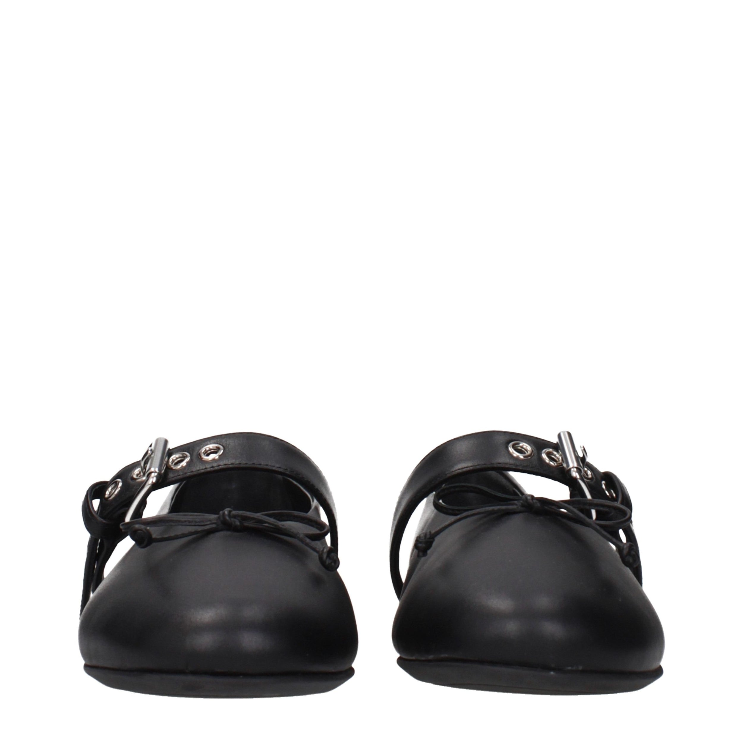 Black Leather Ballet Flats