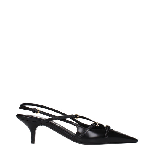 Black Leather High Heel Pumps