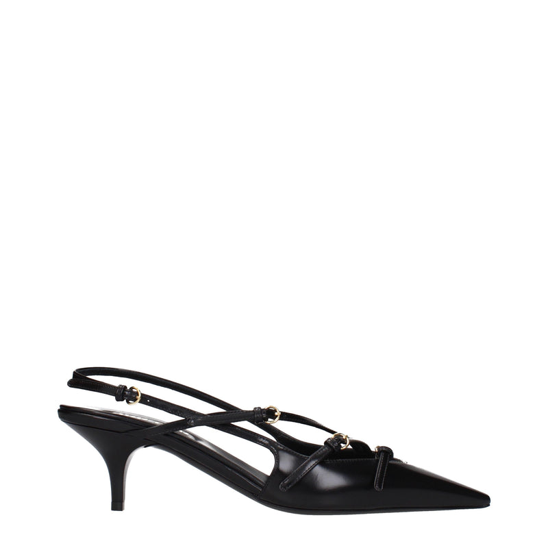 Black Leather High Heel Pumps