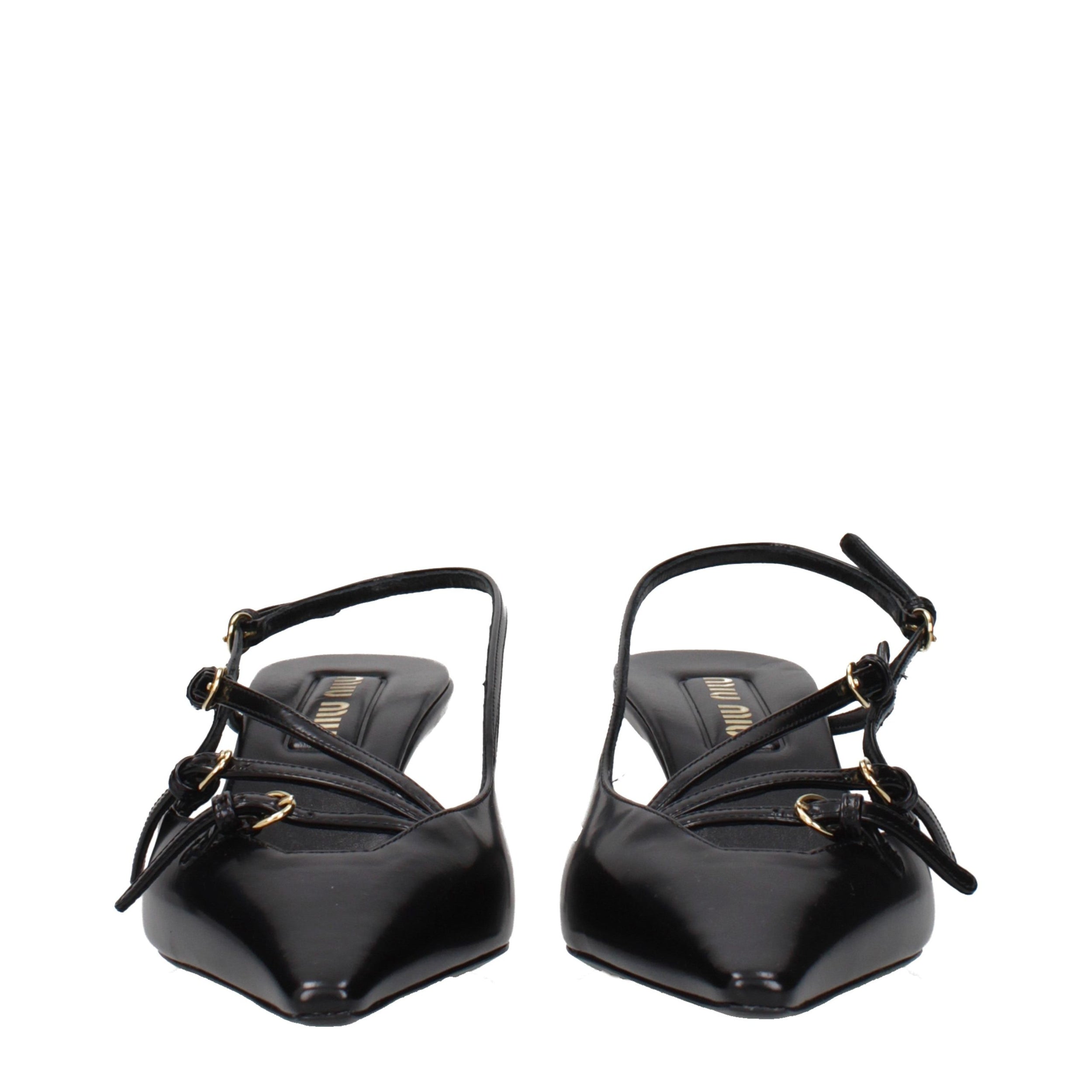 Black Leather High Heel Pumps