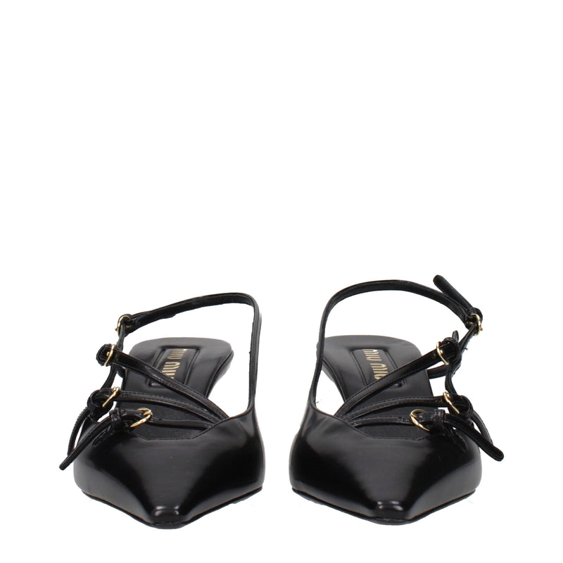 Black Leather High Heel Pumps