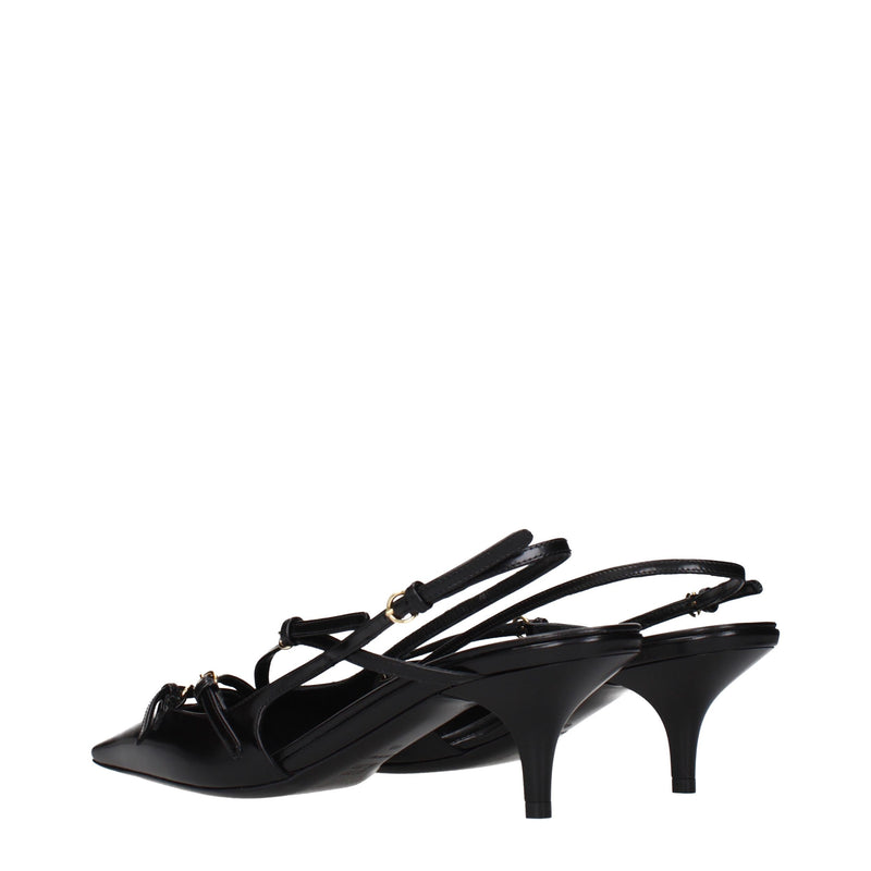 Black Leather High Heel Pumps