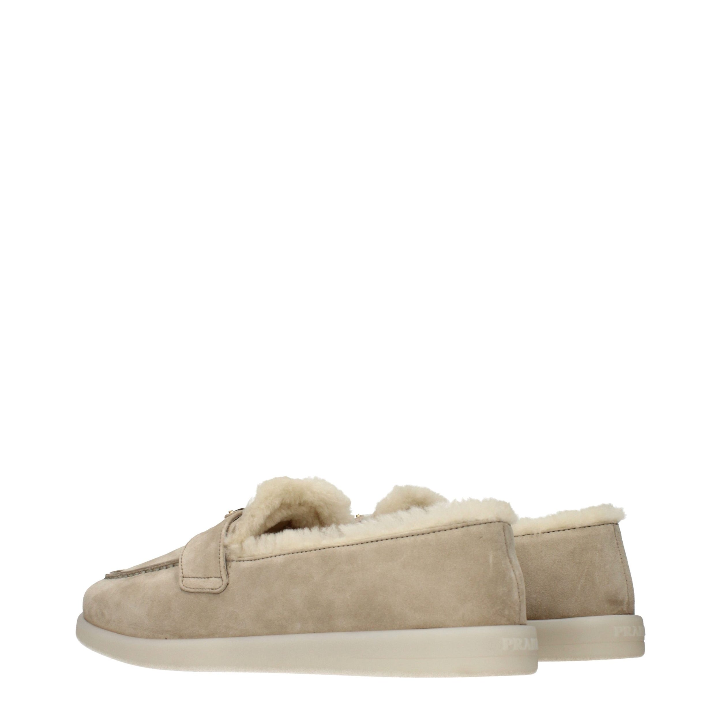 Beige Leather Slip-On Loafers