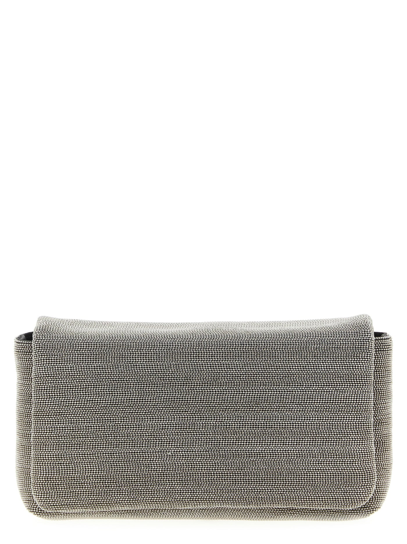 Silver Leather Clutch Bag