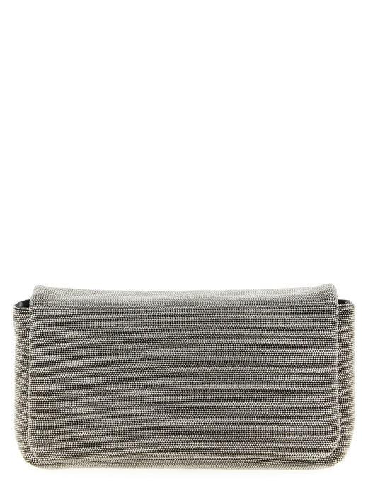 Silver Leather Clutch Bag
