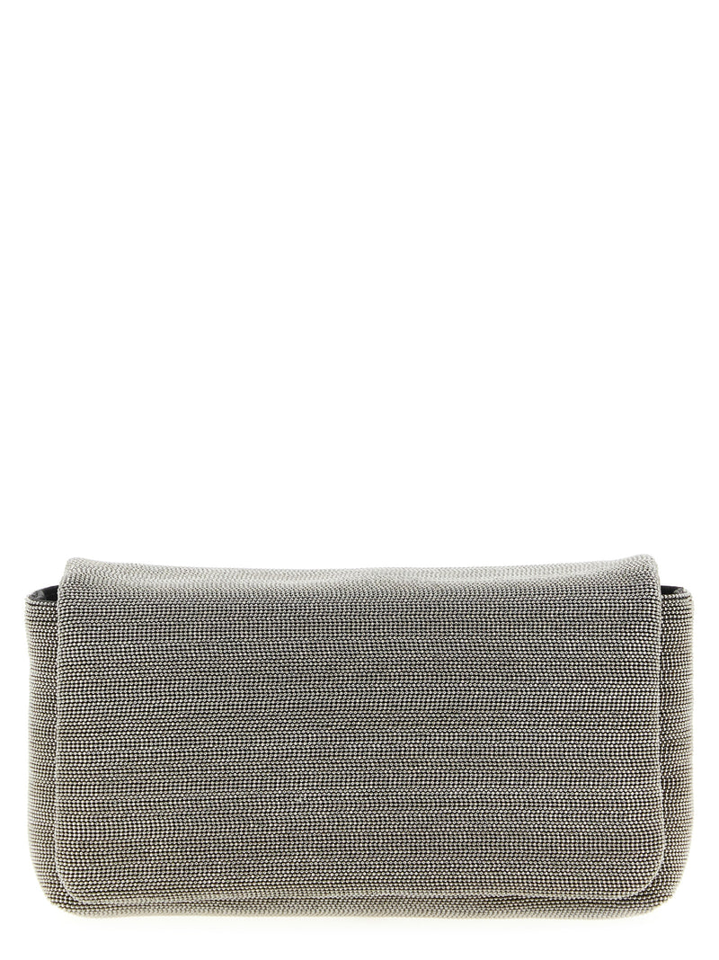 Silver Leather Clutch Bag