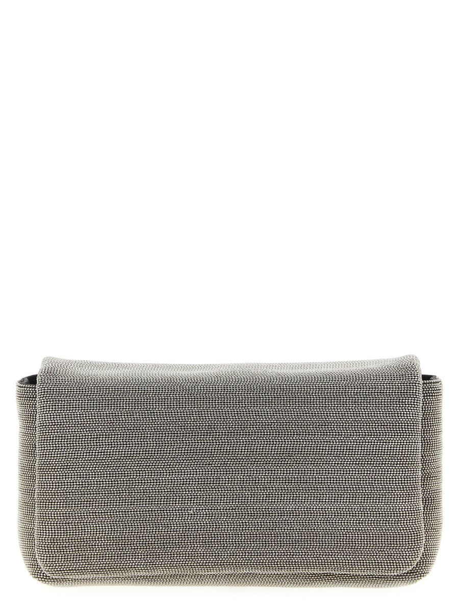 Silver Leather Clutch Bag
