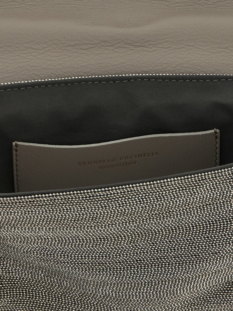 Silver Leather Clutch Bag