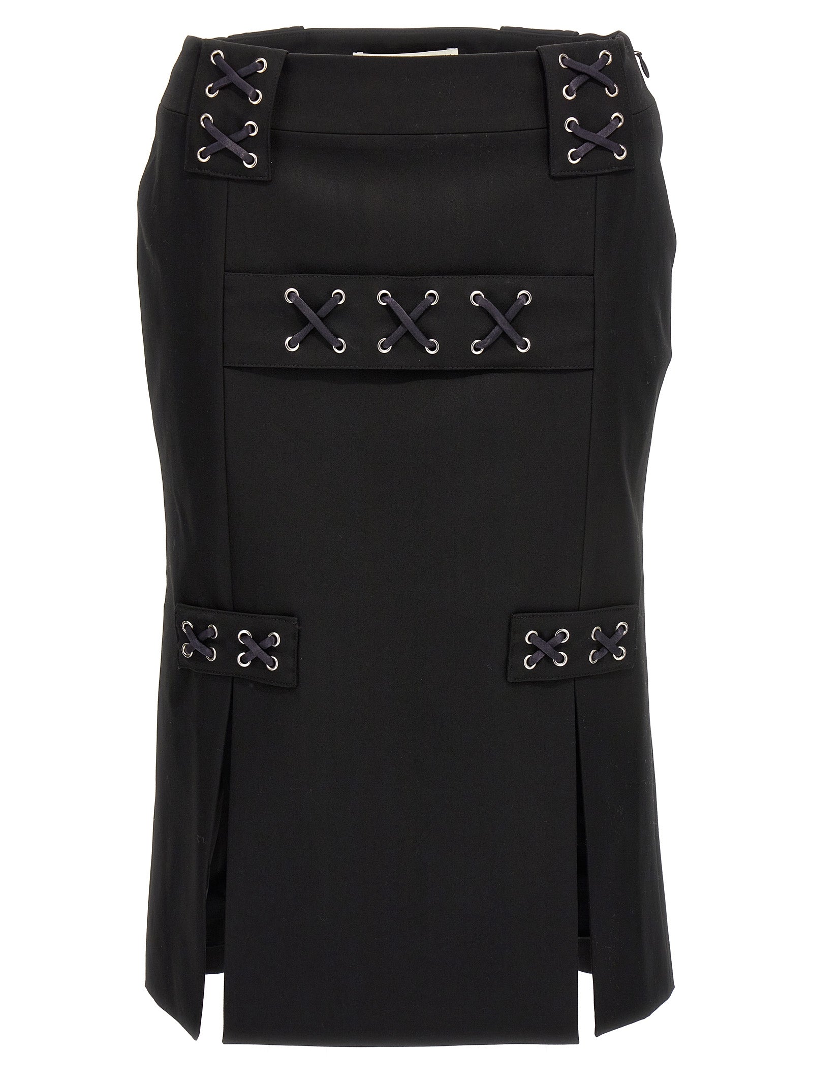 Black Wool Midi Skirt