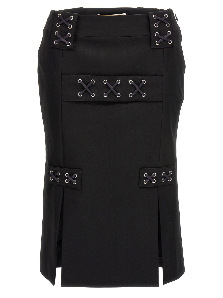 Black Wool Midi Skirt