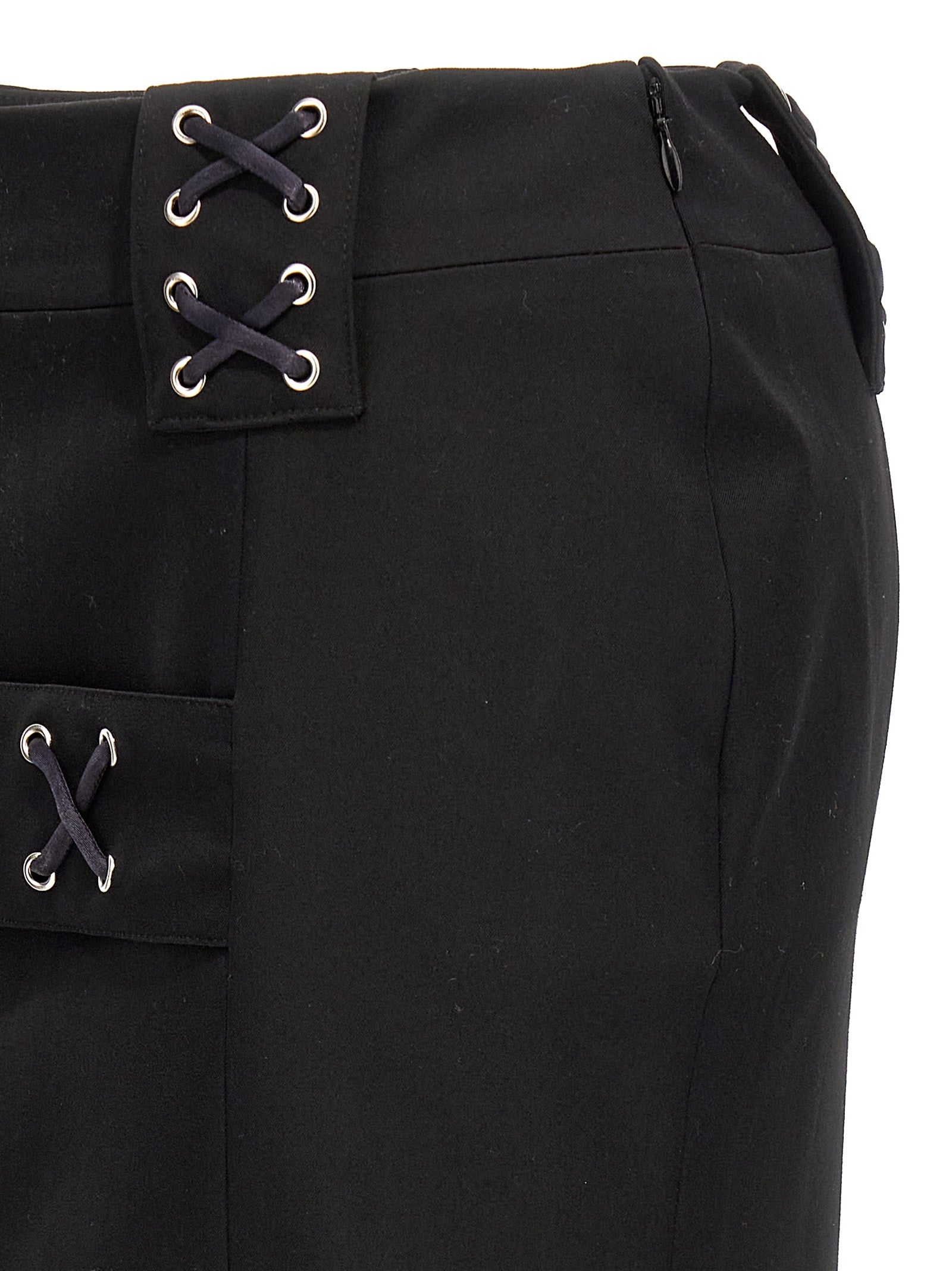 Black Wool Midi Skirt