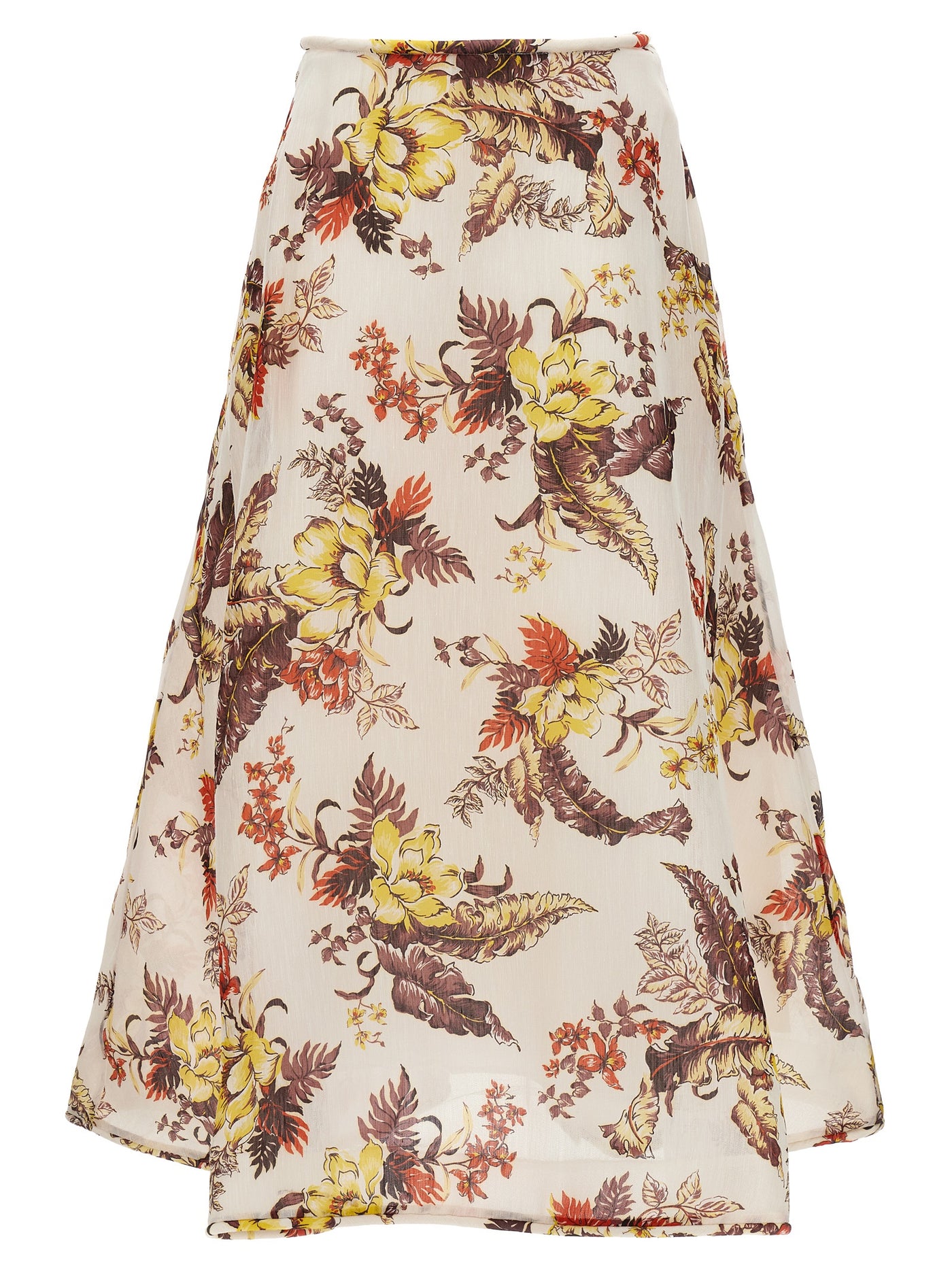 Multicolor Linen Midi Skirt