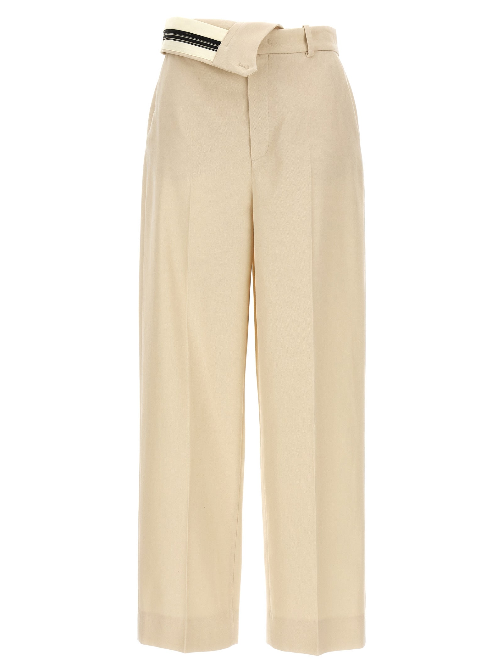 Beige Wool Casual Pants