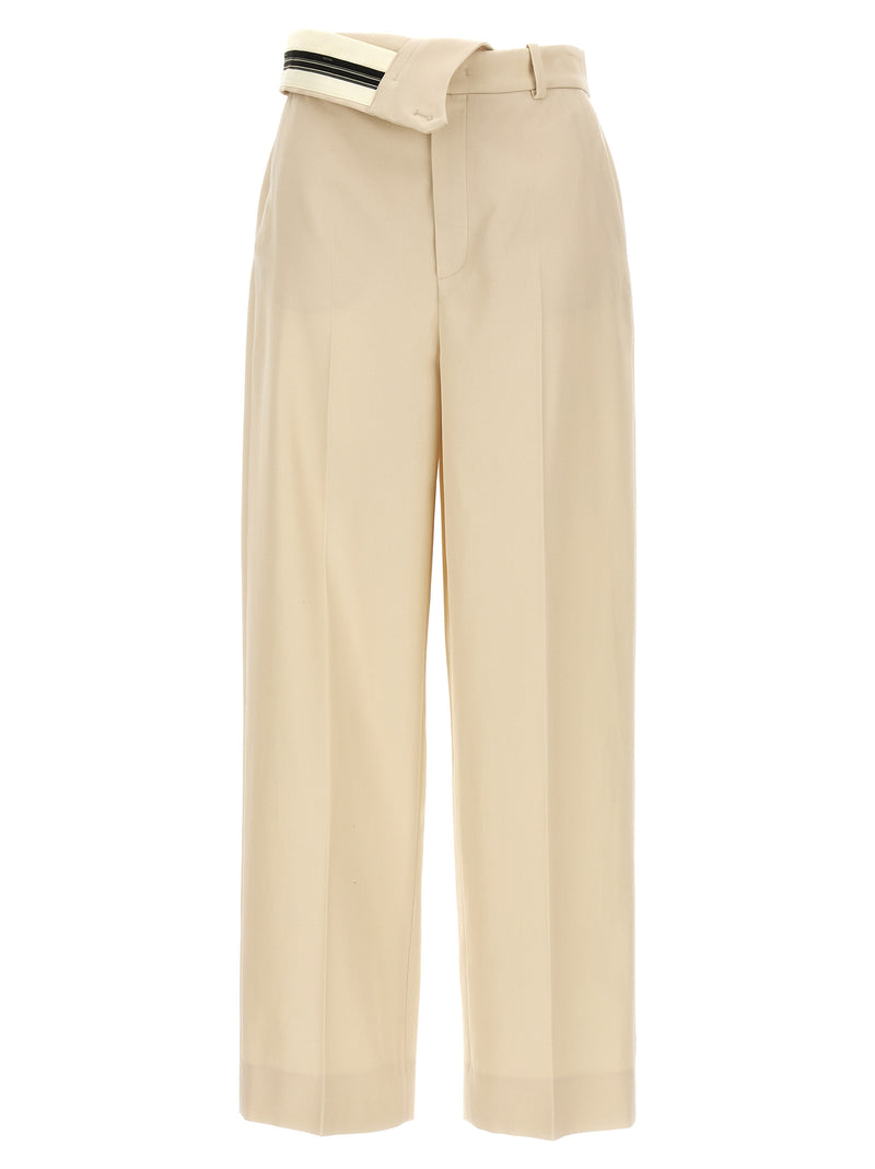 Beige Wool Casual Pants
