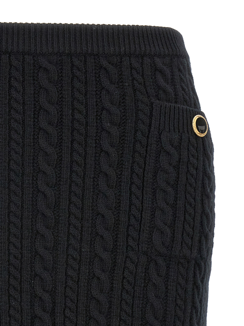 Black Wool Long Skirt