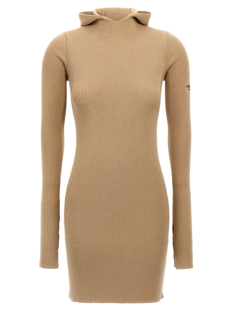 Beige Wool Short Dress