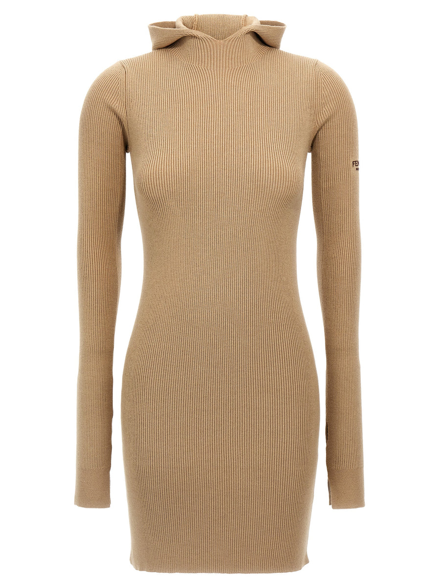 Beige Wool Short Dress