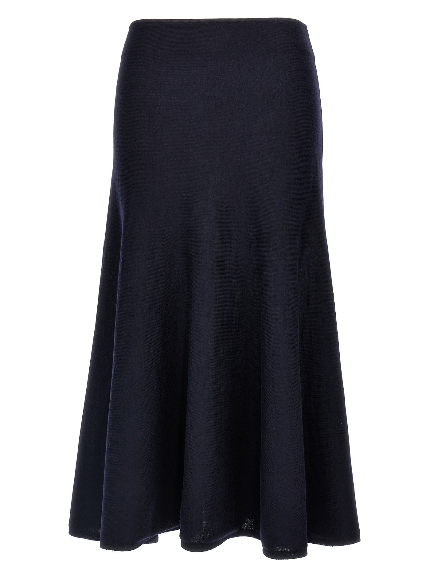 Blue Wool Midi Skirt