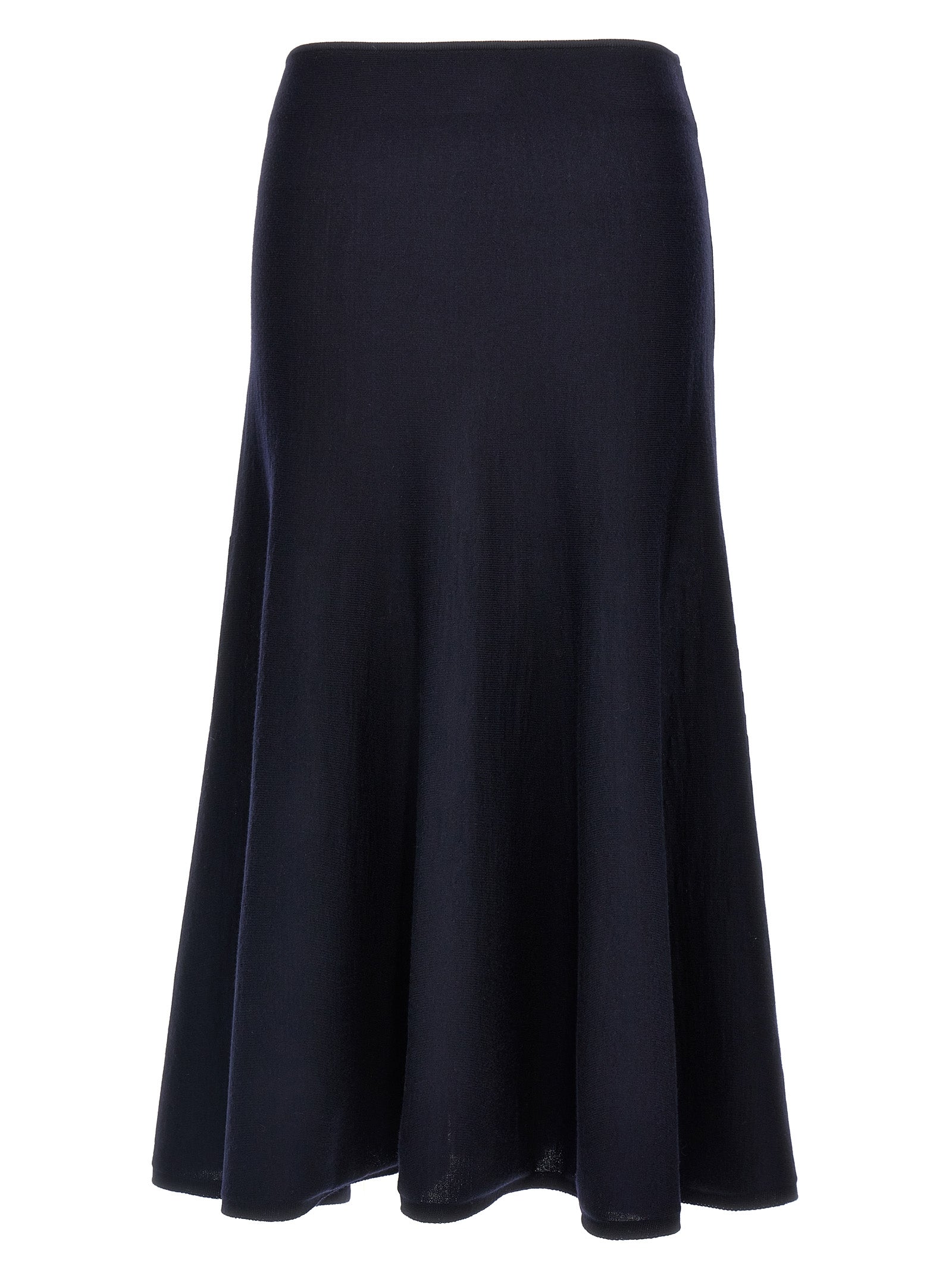 Blue Wool Midi Skirt