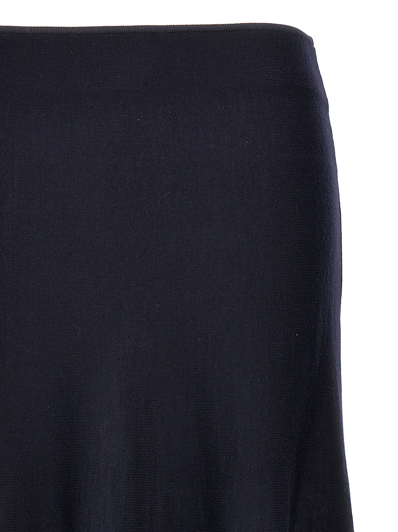 Blue Wool Midi Skirt
