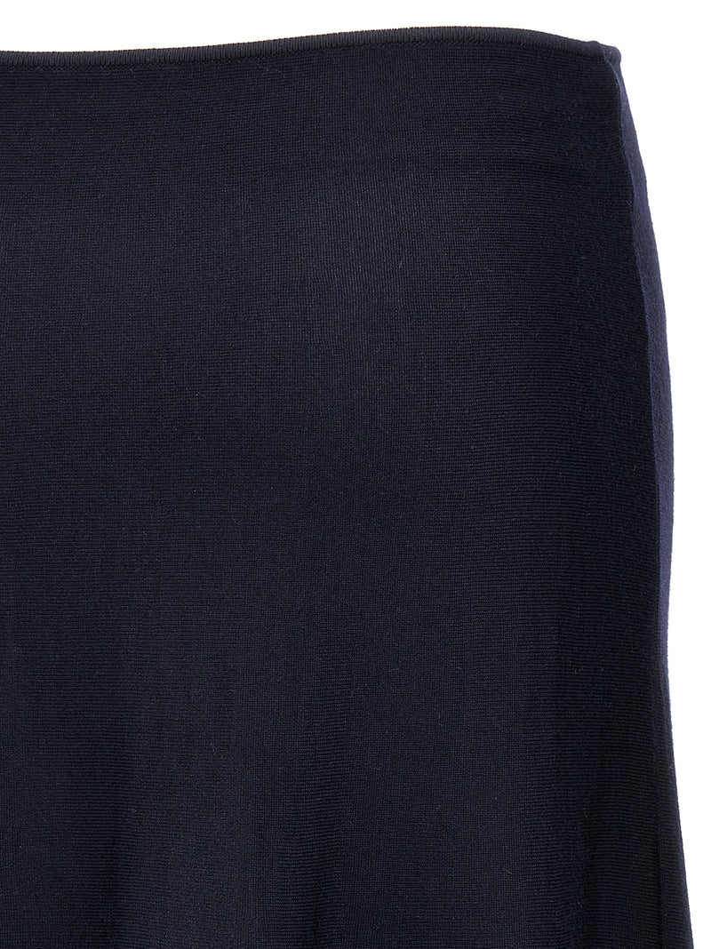 Blue Wool Midi Skirt