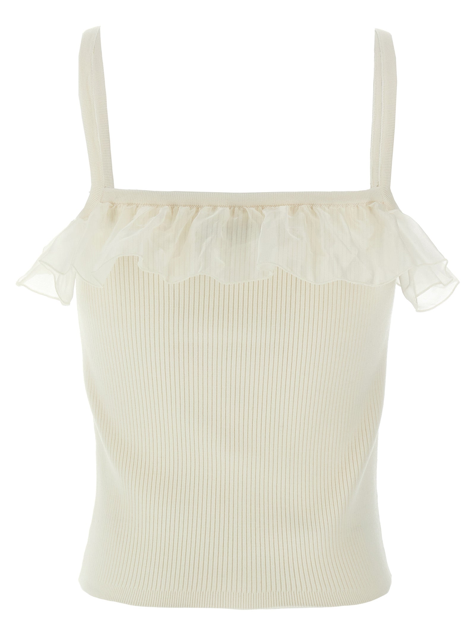 White Wool Sleeveles T-Shirt