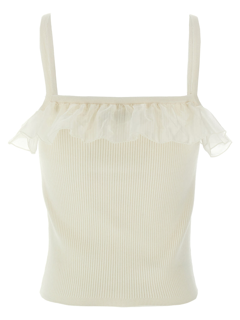 White Wool Sleeveles T-Shirt