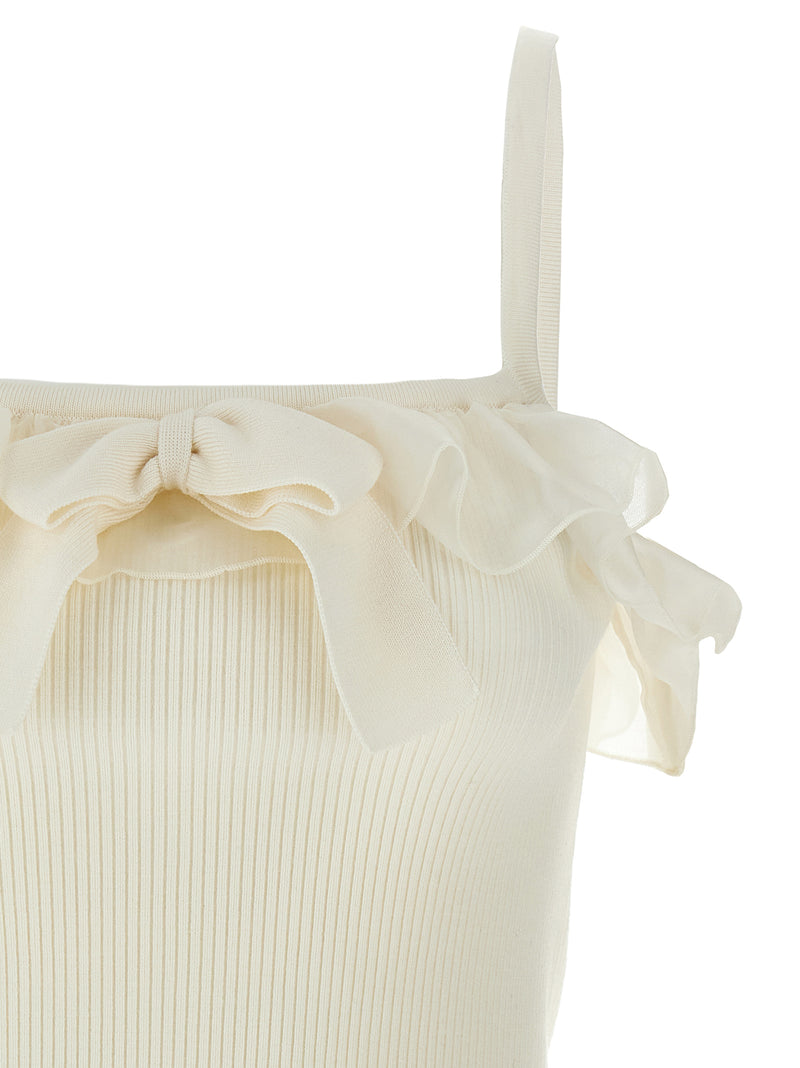 White Wool Sleeveles T-Shirt