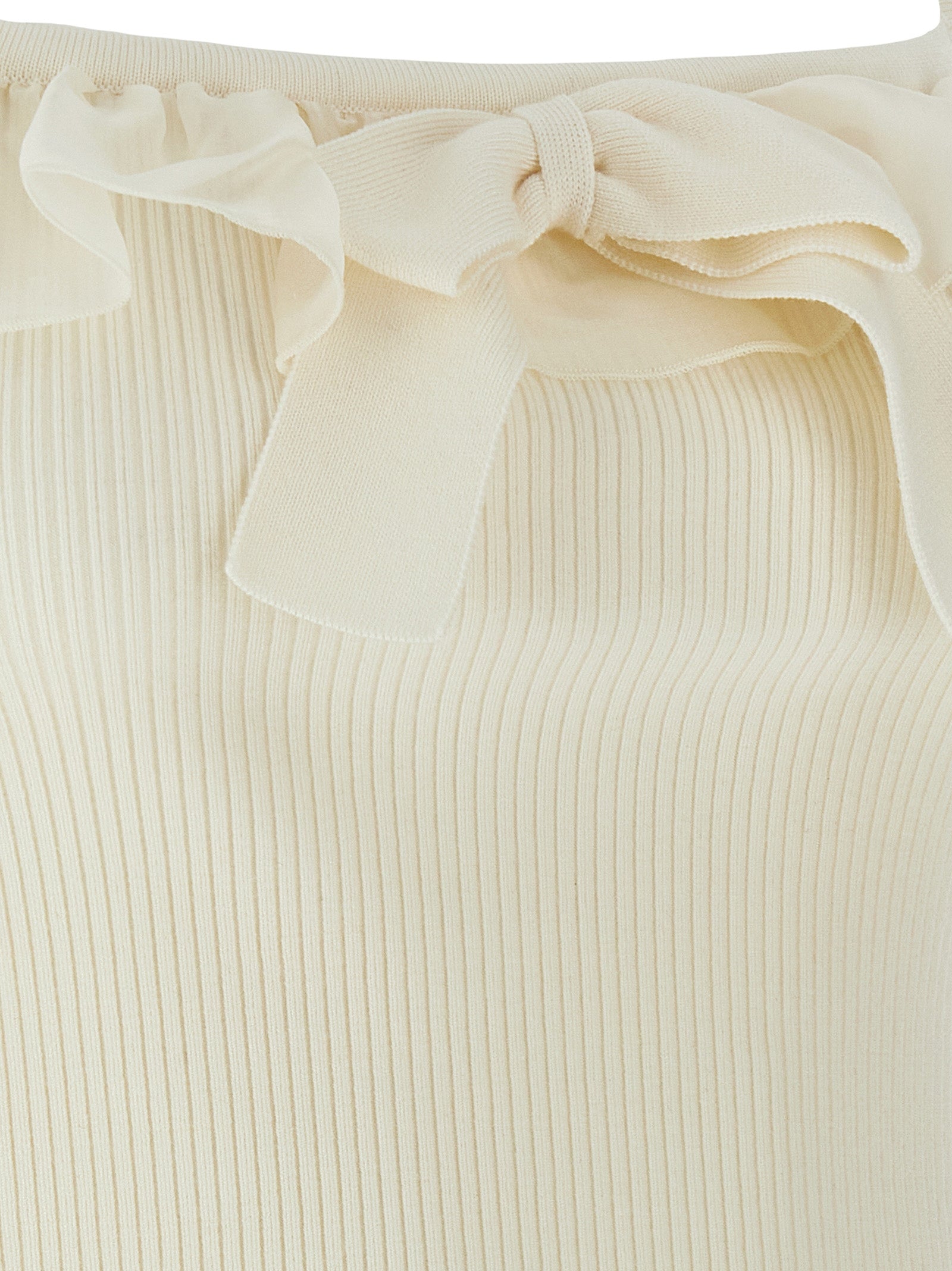 White Wool Sleeveles T-Shirt