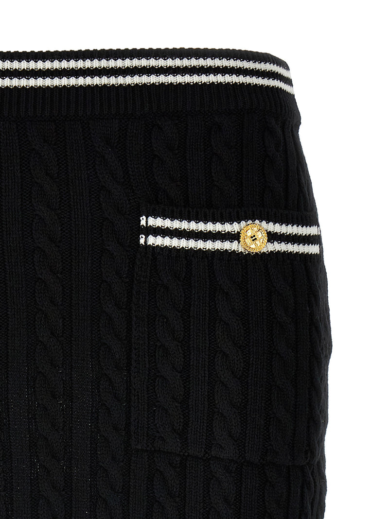 Bicolor Cotton Long Skirt