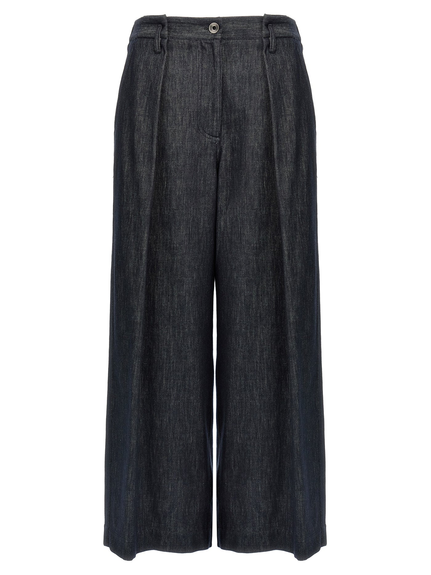 Blue Cotton Casual Pants