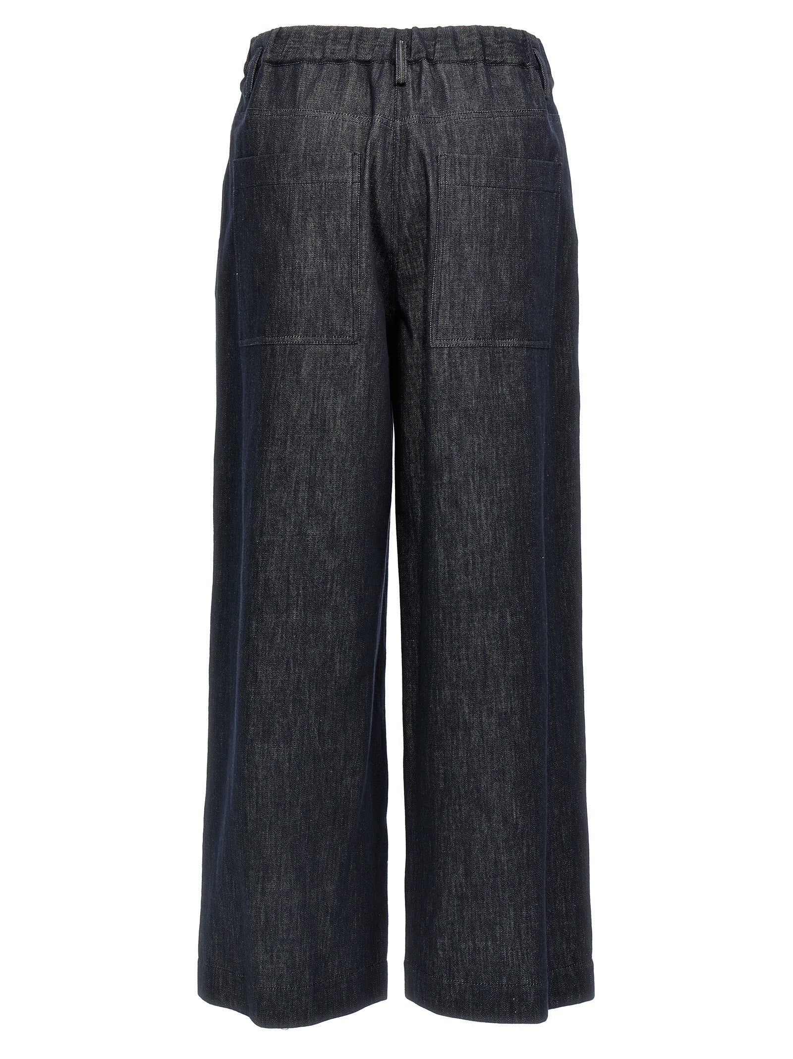 Blue Cotton Casual Pants