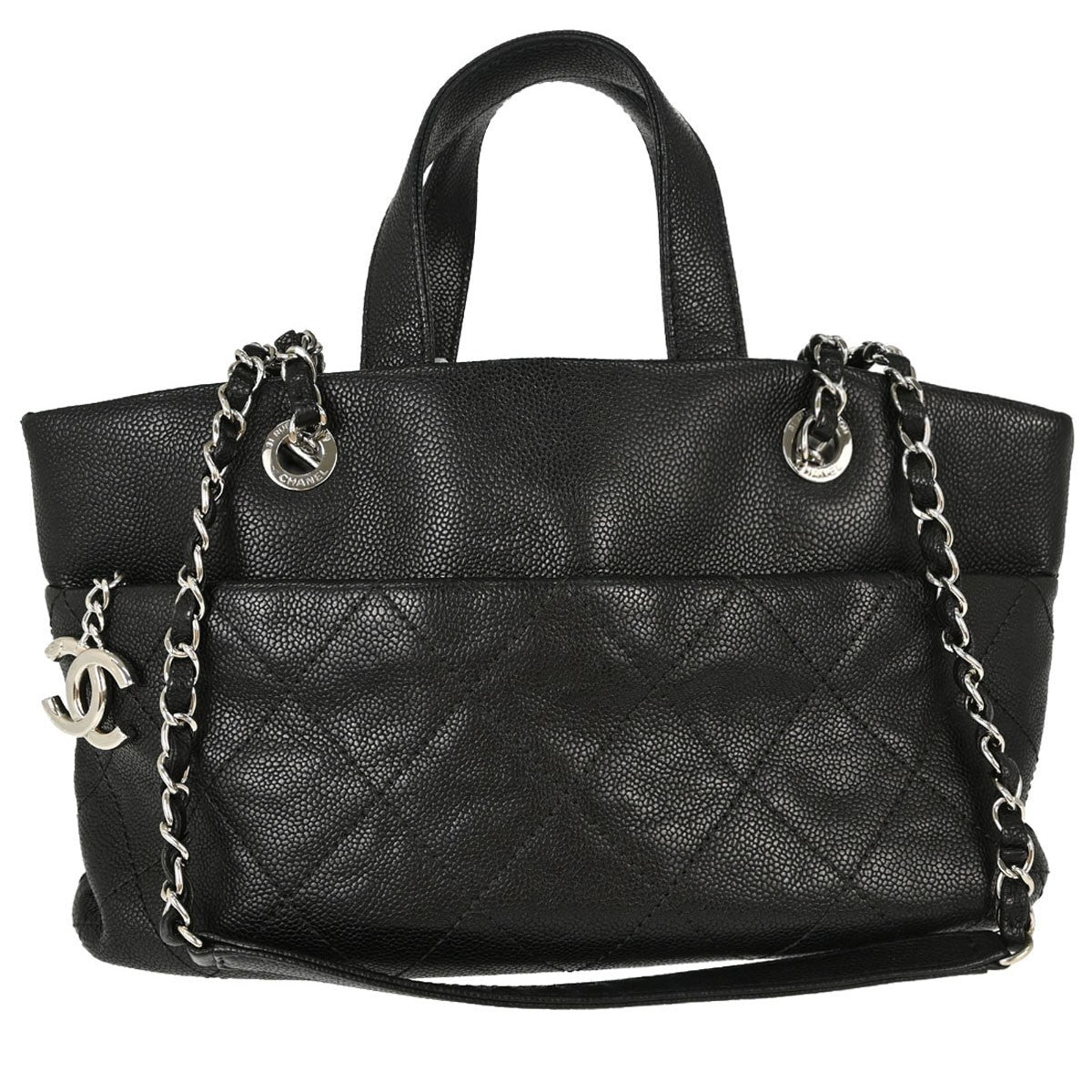 Chanel Timeless Cc Charm Quilted Caviar Black Leather Bag