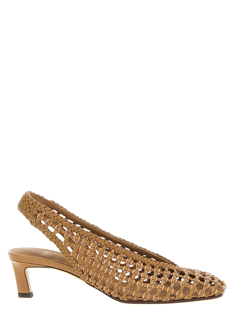 Brown Calfskin Mid Heel Pumps