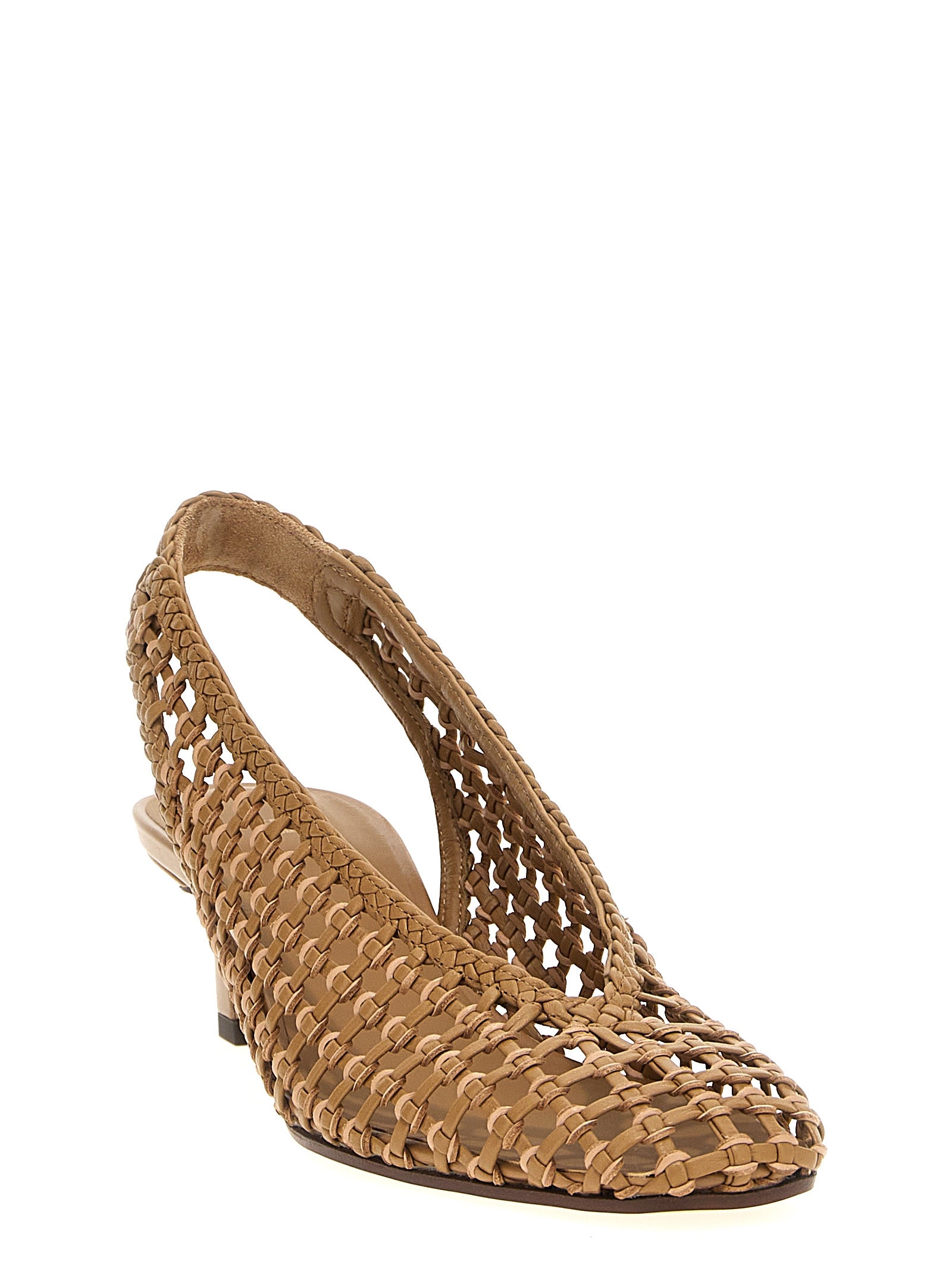 Brown Calfskin Mid Heel Pumps