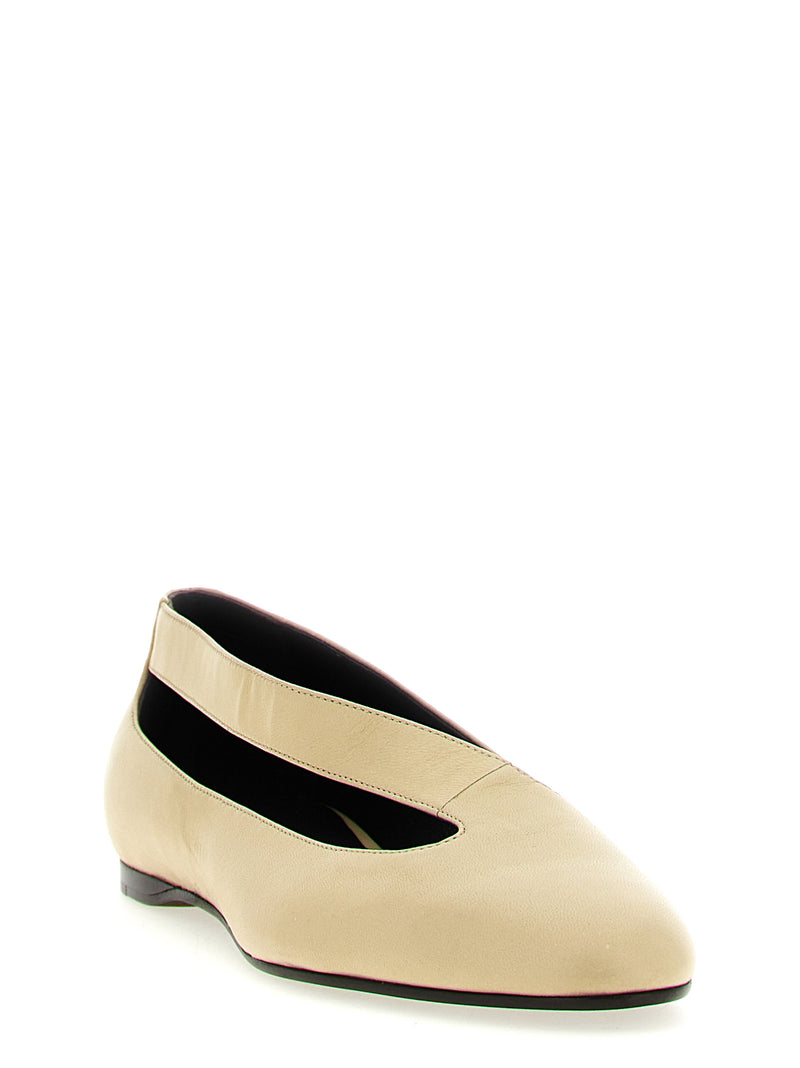 Beige Lamb Leather Ballet Flats