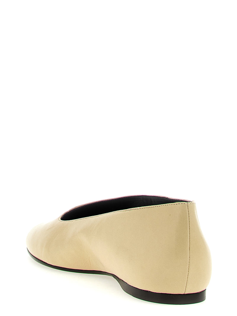 Beige Lamb Leather Ballet Flats