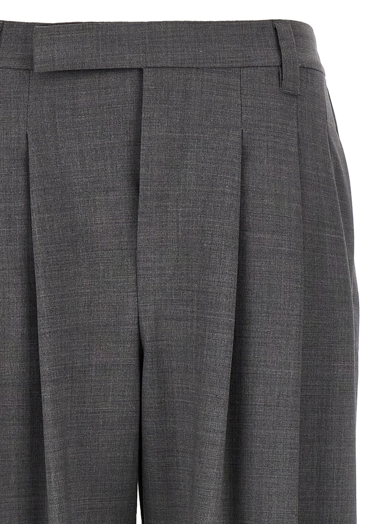 Gray Virgin Wool Casual Pants