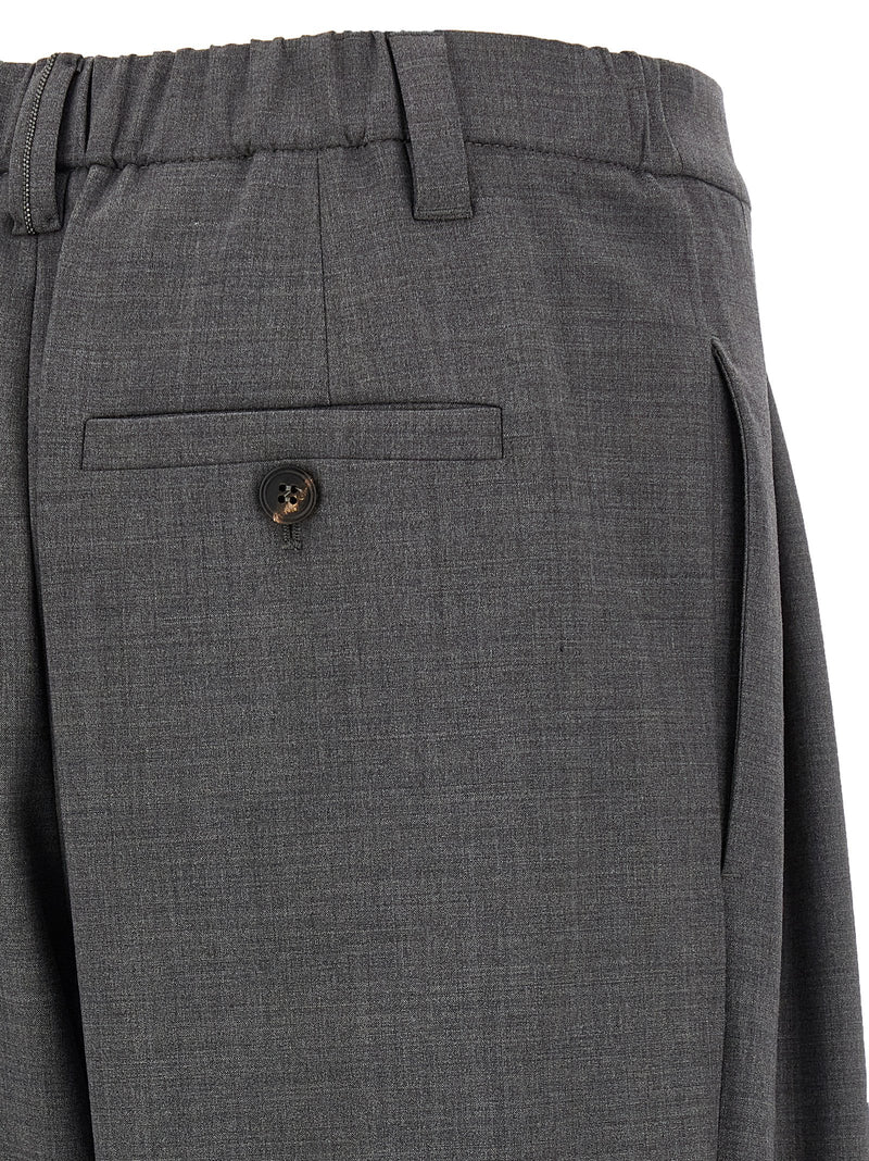 Gray Virgin Wool Casual Pants