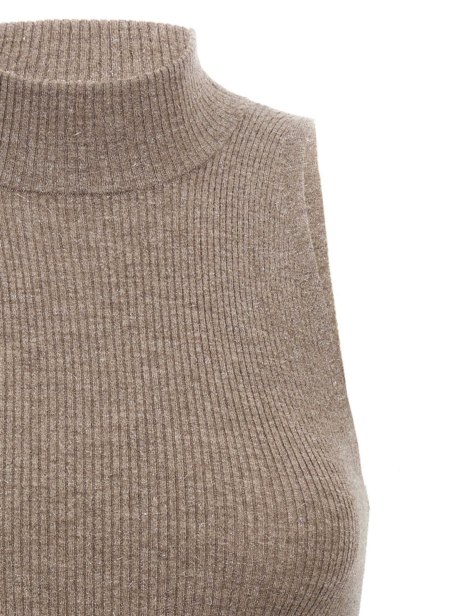 Brown Cashmere Sleeveles Sweater