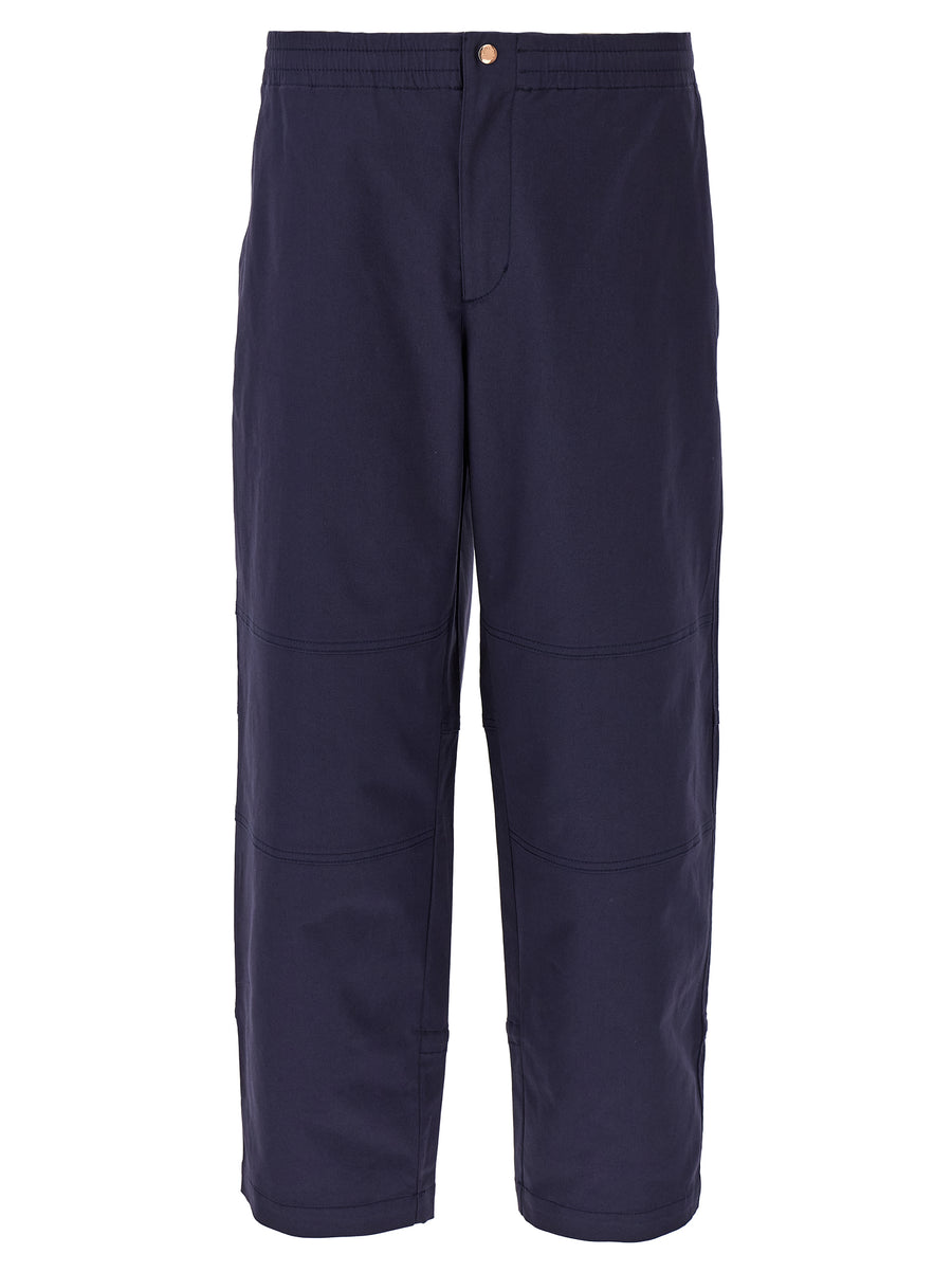 Blue Cotton Casual Pants