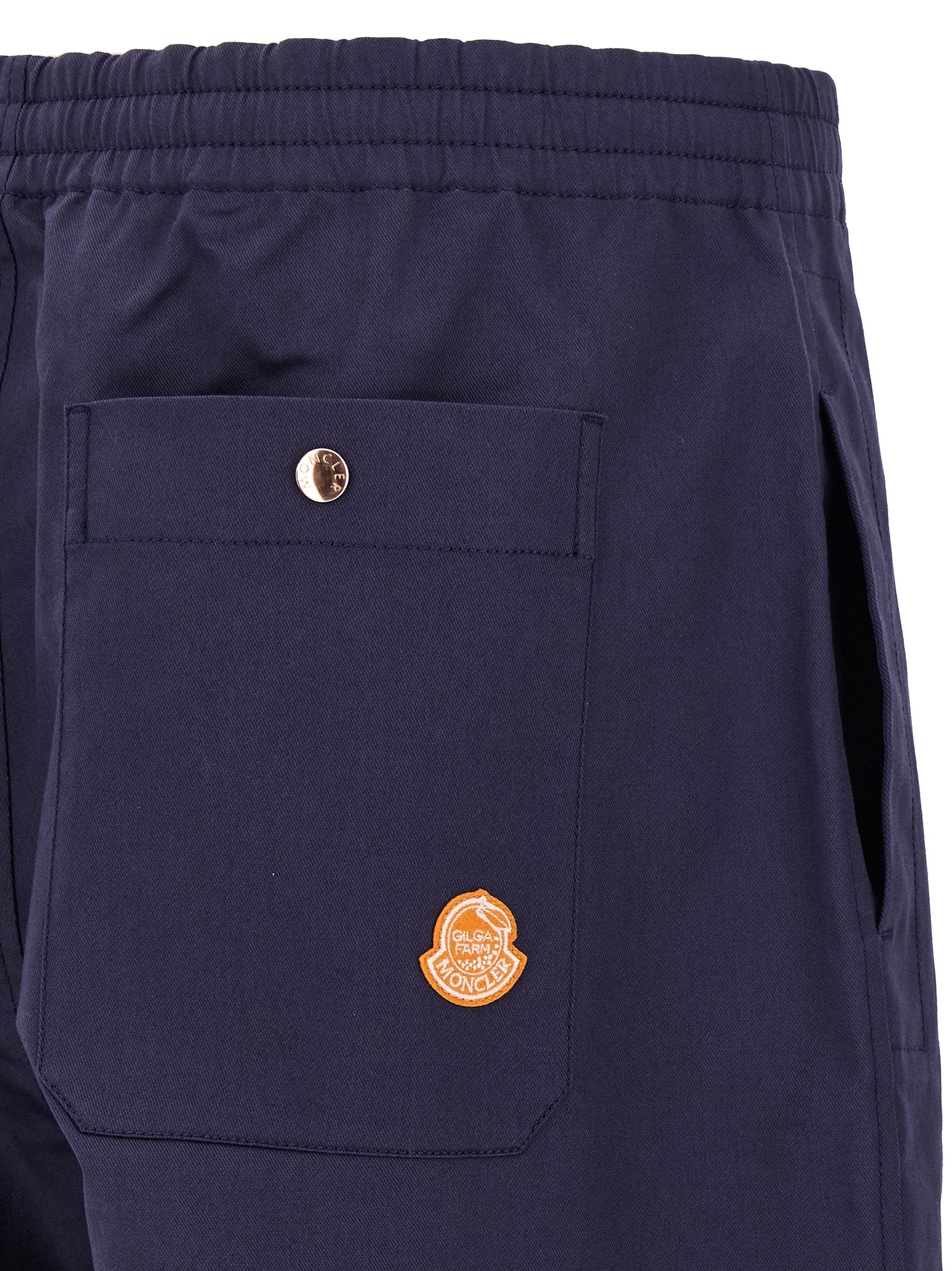 Blue Cotton Casual Pants