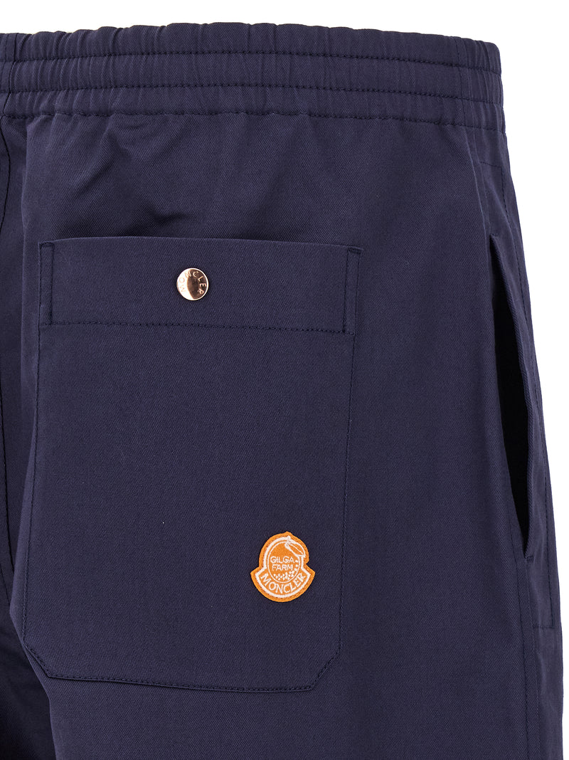 Blue Cotton Casual Pants