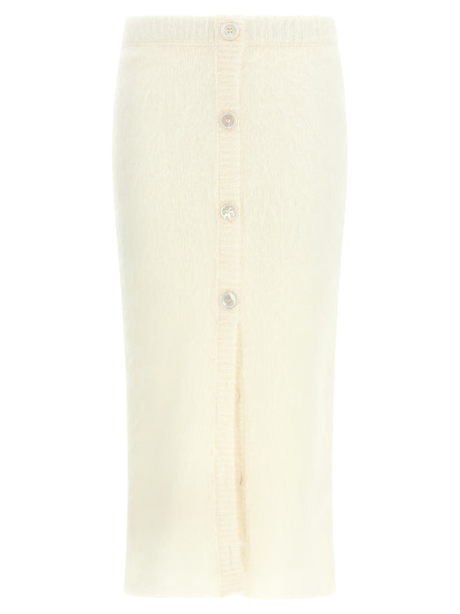 White Other Fibres Midi Skirt