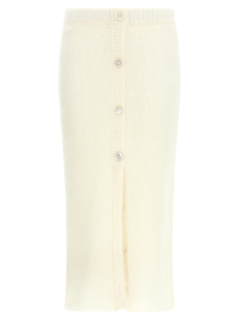 White Other Fibres Midi Skirt