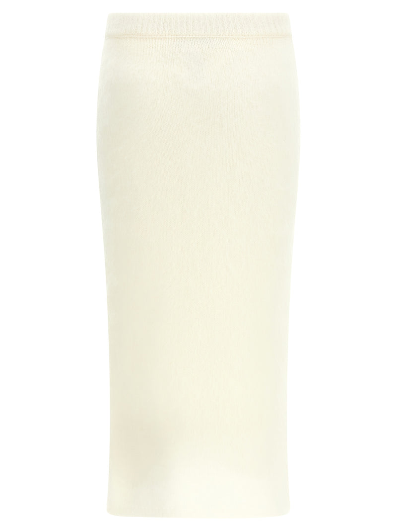 White Other Fibres Midi Skirt
