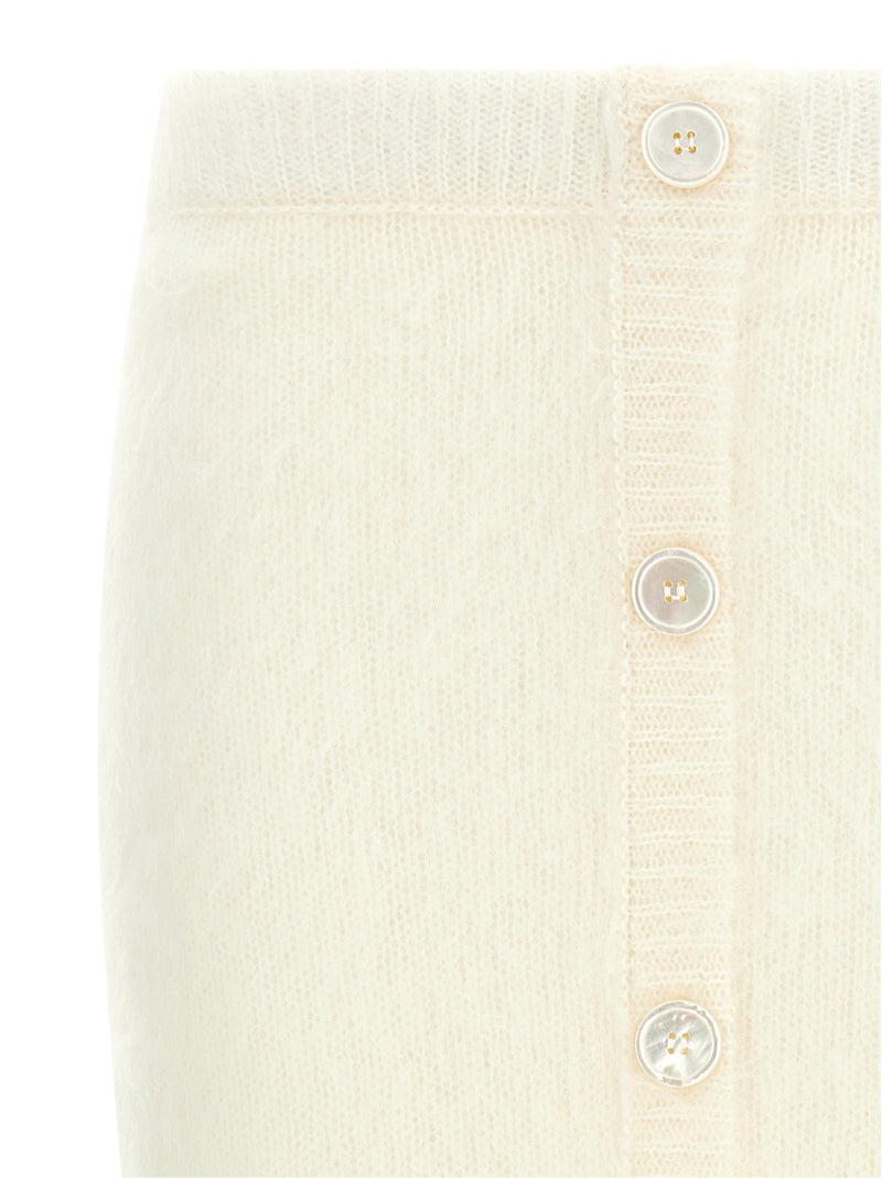 White Other Fibres Midi Skirt