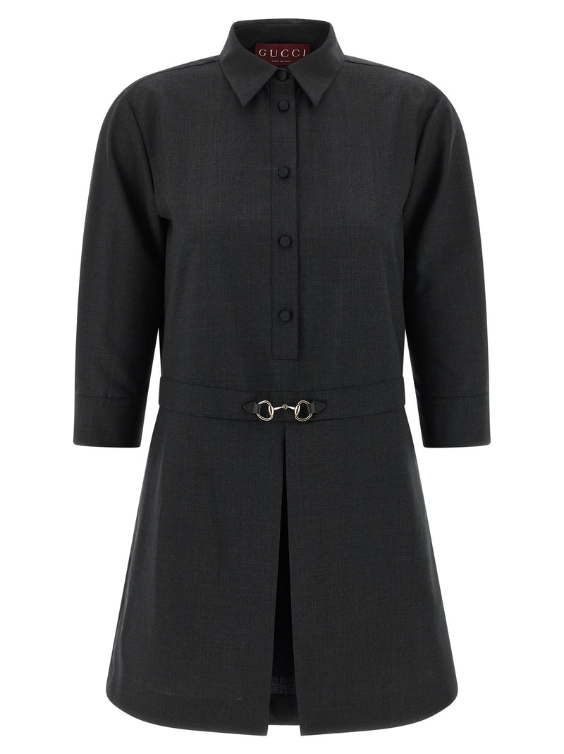 Gray Wool Short Dress
