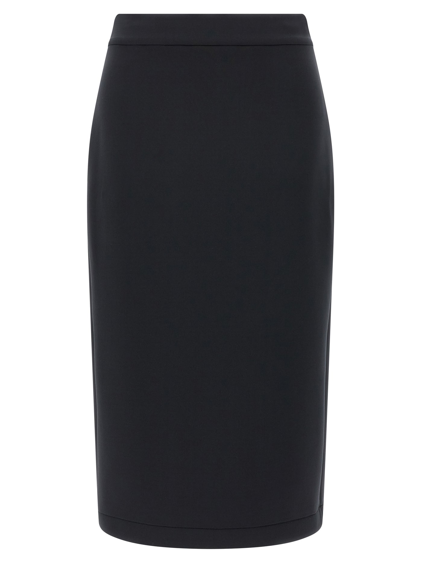 Black Polyester Midi Skirt