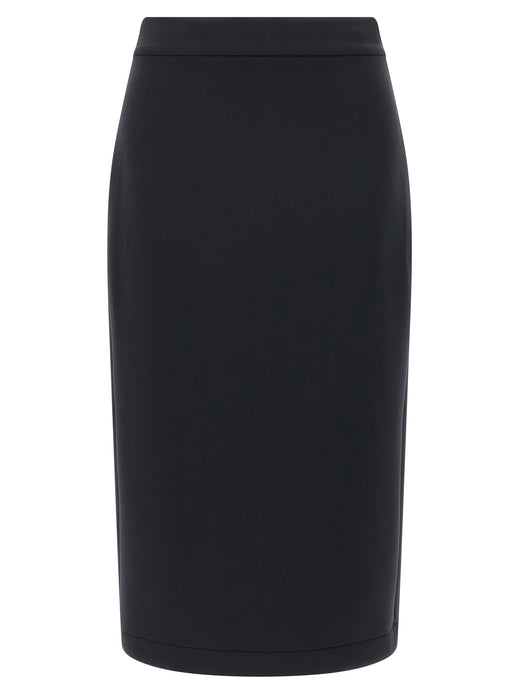 Black Polyester Midi Skirt